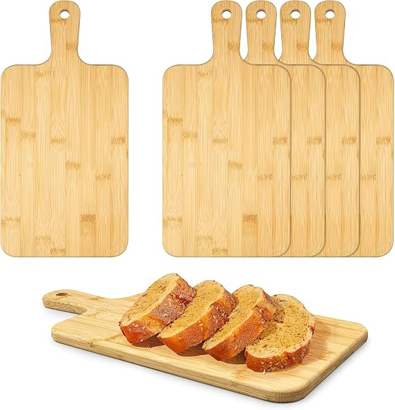 5 Pcs Wood Cutting Boards with Handle, Large Wooden Chopping Boards Set