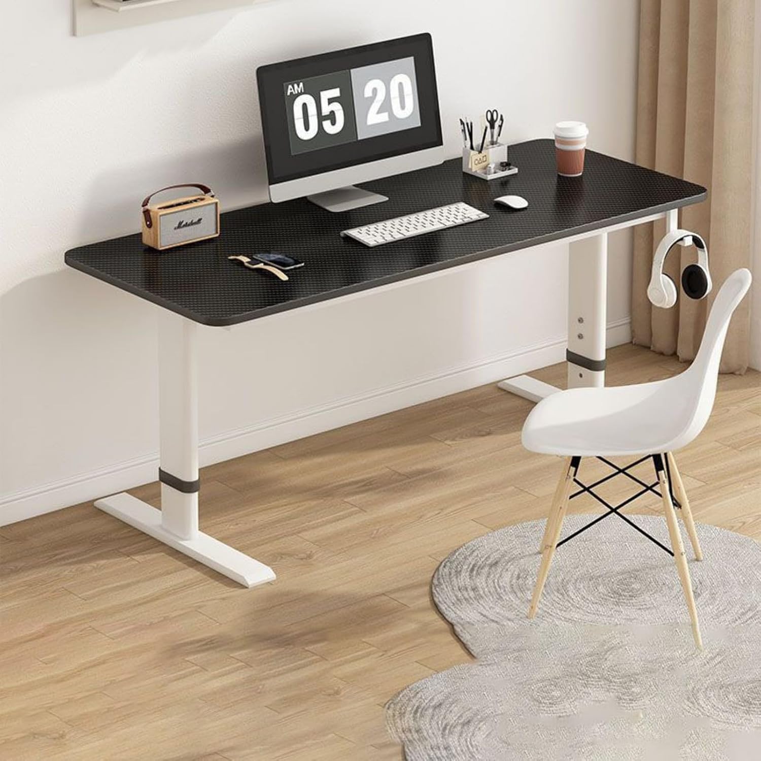 Elevating Table, Standing Desk, Study Desk, Height Adjustable, 25.6 - 39.4 inches 65 - 100 cm, Computer Desk, Ergonomic, Household Desk, Gaming Desk, Manual Lifting, Load Capacity 220.5 lbs