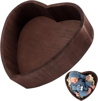ifundom 1pc Heart Shaped Photography Props Baby Newborn photoshoot Props Kid Photo Infant Baby Basket Kids Posing Clothes Newborn Simple Wood