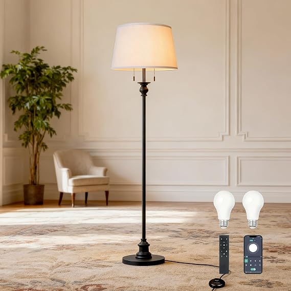 60'' Dimmable Matte Black Floor Lamp, Floor Lamps for Living Room