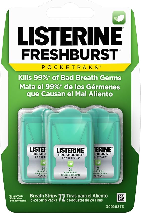 Listerine PocketPaks Breath Strips, Freshburst, 24 ct, 3 Pack
