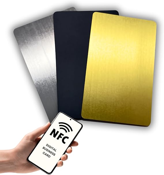 Metal NFC Cards - Blank Metal for Digital Business Cards and Hotel Keys - Premium Sublimation Blanks with Embedded NFC Tags (Brushed Silver, 5 Cards)