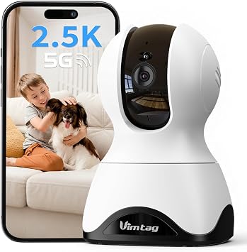 VIMTAG 2.5K 4MP Pan/Tilt Pet Camera Indoor with Phone App for Dog/Cat/Baby/Nanny/Home Security, Motion Tracking, Night Vision, 2-Way Audio, AI Detection, 5G/2.4GHz WiFi, Cloud & SD Card, Works w/Alexa