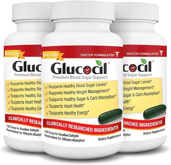 Glucocil Softgels - Premium Blood Sugar Support - New Clinical Study Published March 2026-3 Million Bottles Sold - Supports the 3 Essentials for Healthy Blood Sugar - Since 2008, 3-Pack