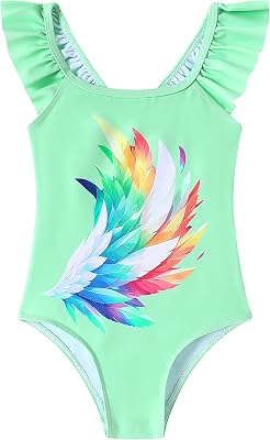 Toddler Girls Bathing Suit One Piece Ruffle Strap Cute Swimsuits Little Kids Beach Pool Quick Dry Swimwear 2t-10