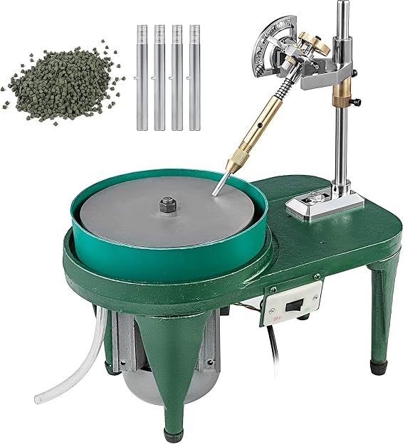 Gem Faceting Machine 8inch Rock Polisher Lapidary Equipment Jewelry Polisher Gem Cutting Machine Lapidary Grinder Polisher Machine With Mechanical Handle For Gem Jade Stone Jewelry