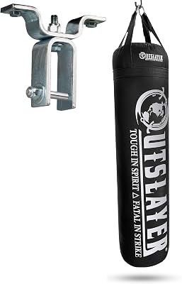 Outslayer Heavy Punching Bag Set wMounting Gear: 80-150lb, 14-18 Inch Wide, 44 Inch to 6ft Tall | FilledUnfilled | BoxingMMA | Superior USA Craftsmanship