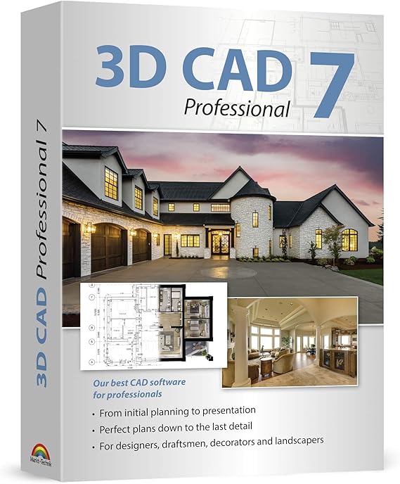 3D CAD 7 Professional - Plan & design buildings from initial rough sketches to the finished blueprints - CAD and architecture software for Windows 11, 10, 8.1, 7