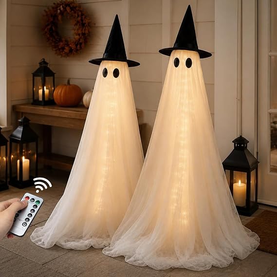 Halloween Decorations Outdoor 2 Pack 5FT Large Ghosts with Timer Remote