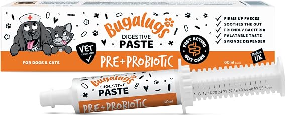 BUGALUGS Pre & Probiotic Digestive Paste for Dog & Cat - Gut Health, Digestive Supplements with Fast-Acting Ingredients for Dogs & Cats (60ml)