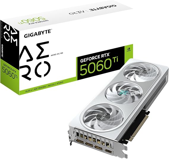 Gigabyte GeForce RTX 5060 Ti AERO OC 8G Graphics Card - 8GB GDDR7 128Bit PCI-E 5.0 2647MHz Core Frequency 3x DisplayPort 1x HDMI GV-N506TAERO OC-8GD