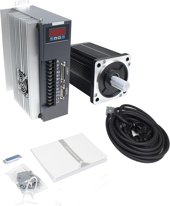 2.6KW 220V Servo Motor Kit(with Brake) | Large Servo 10N.m 10A+Servo Motor Driver CNC Controller Kit for CNC Engraver Milling Machine/Robot