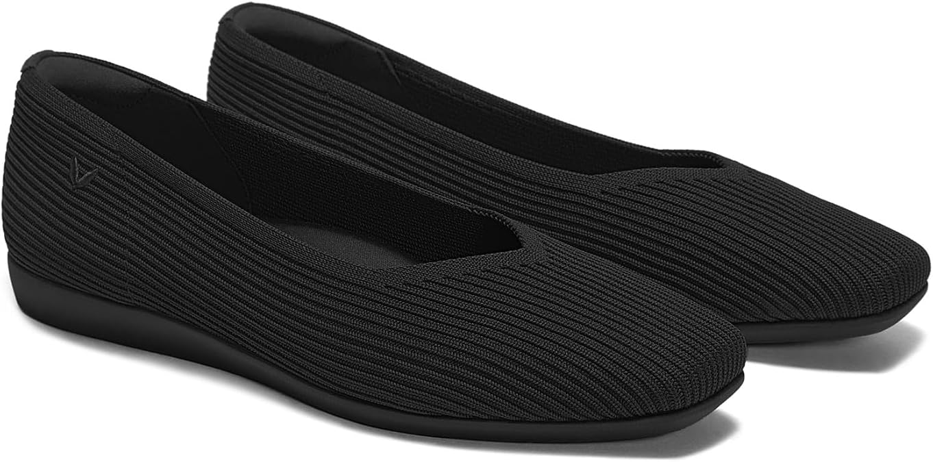 VIVAIA Margot Walker Women's Flats Lightweight Square Toe V Cut Ballet Flats Comfortable Casual Water Repellent Walking Flat Shoes