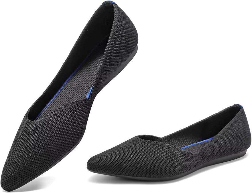 Frank Mully Womens Flat Shoes Classic Pointed Toe Flats Knitted Dress Shoes Soft Flats for Woman Comfortable Dressy