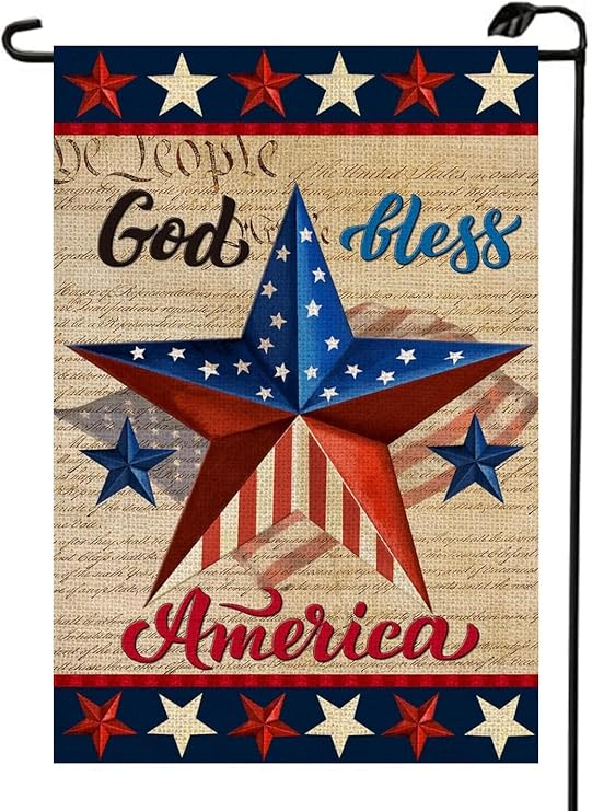 4th of July Patriotic Garden Flag 12 x 18 Inch Vertical Double Sided for Outside God Bless America Blue Red Star Independence Day Memorial Day Yard