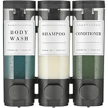 Cabo Deseado Shower Soap Dispenser No Drill Installation 3 Chamber Wall Mounted Black 3*300ml Shampoo Conditioner Body Wash Dispenser