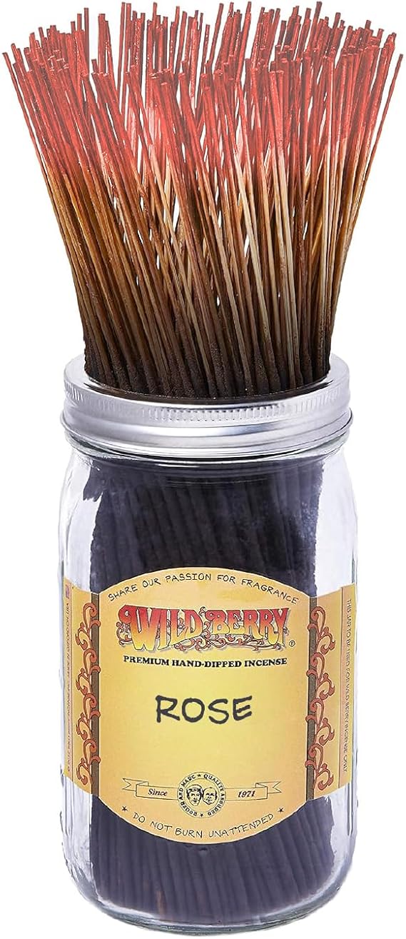 Wild Berry Incense Sticks - Rose - Exquisite Fragrance with Geranium and Spice - Hand Dipped in The USA (100 Count)