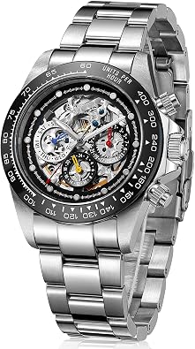 TEINTOP Skeleton Watches for Men Automatic Mechanical Steampunk Design Diver Wristwatch