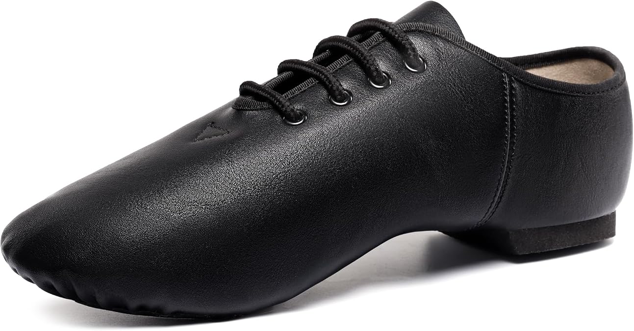 Linodes Leather Lace Up Unisex Jazz Shoe for Women and Men's Dance Shoes