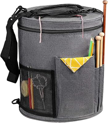 SumDirect Knitting Bag, Yarn Organizer Tote Bag Portable Storage Bag for Yarns, Carrying Projects, Knitting Needles, Crochet Hooks, Manuals and Other Accessories Gray