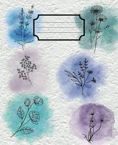 Composition Notebook: Cute Watercolor Floral Aesthetic Background: 7.5 x 9.25 inch | 120 wide ruled pages