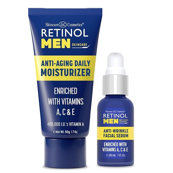 Retinol Men Moisturizer provide Anti-Aging Benefits of Vitamin A & Deep Hydration Men Facial Serum - Vitamin-Enriched, Smooth Fine Lines & Wrinkles