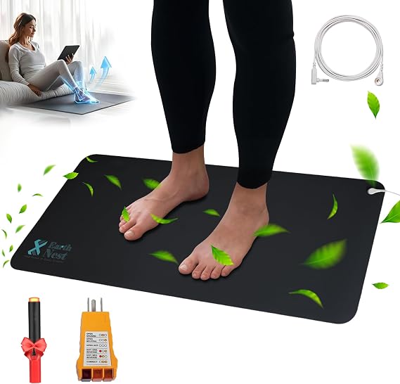 Grounding Mat 15 Feet Grounding Well Mat to Reduce Stress, Boost Energy & Wellness Ideal for Desk, Bed, Office & Living Spaces Includes Grounding Tester, Cable Cord, Mat Tester & Storage Box