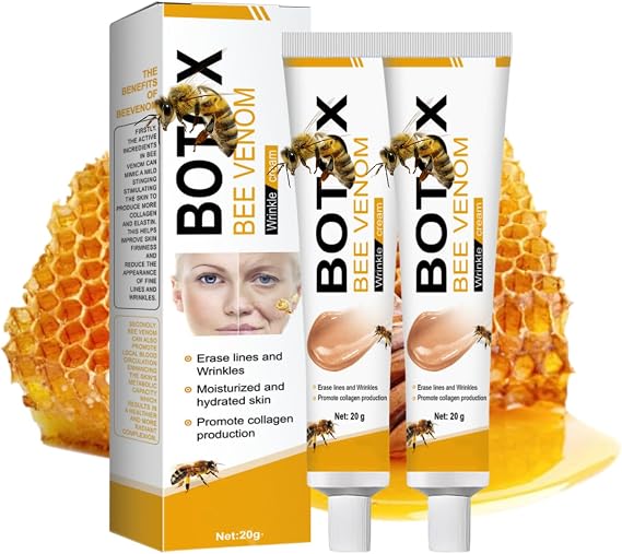 2Pcs Bee Venom Firming Face Care Cream, Wrinkle Removal Cream, Glow Lifting Serum & Nourishing Bee Venom Anti Aging Face Cream for Smoother-Looking Skin, Hydrating Daily Skincare Gift