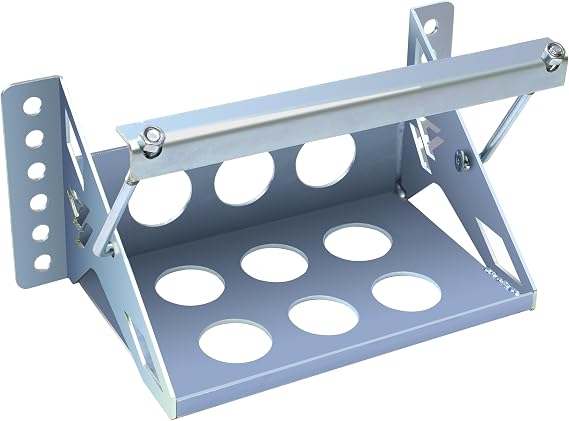 Battery Mounting Box Tray, Fits up to 10.63"7.06"7.5" Batteries, Bolt-in | Zinc-Plated Finish, Rust-Resistant, 12-Gauge Steel Brackets, Hold-Down Bracket with J-Bolts, 14.375" Overall Length