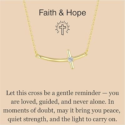 GAVU 925 Sterling Silver Sideways Cross Necklace for Women, Curved Cross Pendant Confirmation Necklace