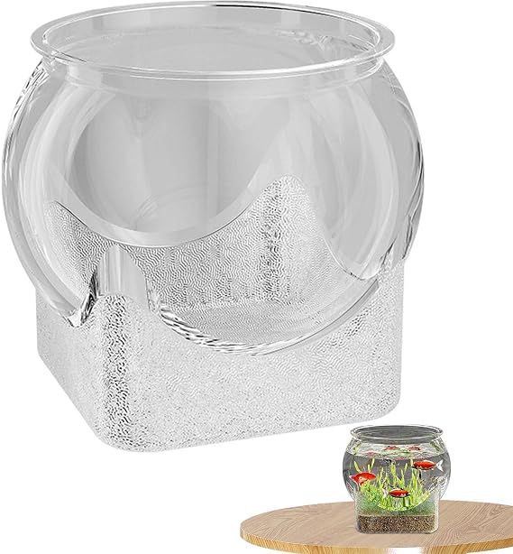 Clear Aquarium Betta Fish Tank, Unbreakable Globe Transparent Turtle Tanks, Round Fish Bowl Vase, Planter Centerpiece Ornament, for Home Living Room Bedroom Bathroom Desk Workplace