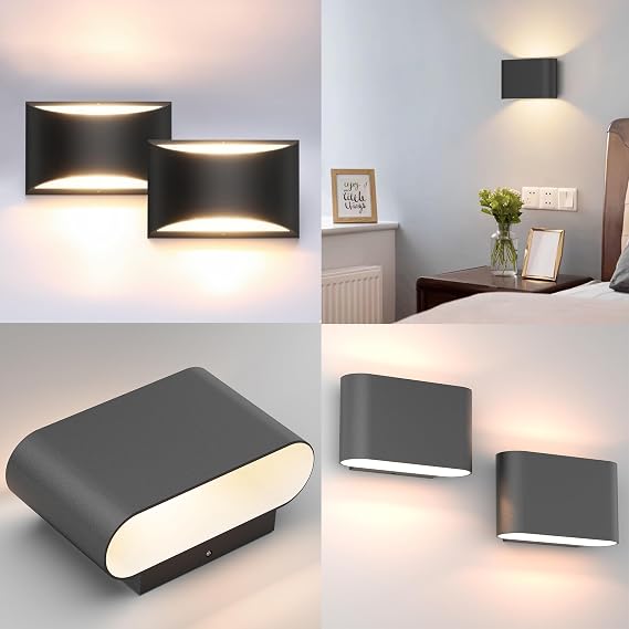 Aipsun LED Black Modern Wall Sconces Hardwired Indoor Wall Lights Set of 2 Up and Down Wall Mount Light for Living Room Bedroom Hallway Corridor Conservatory Warm White 3000K(with G9 Bulbs)