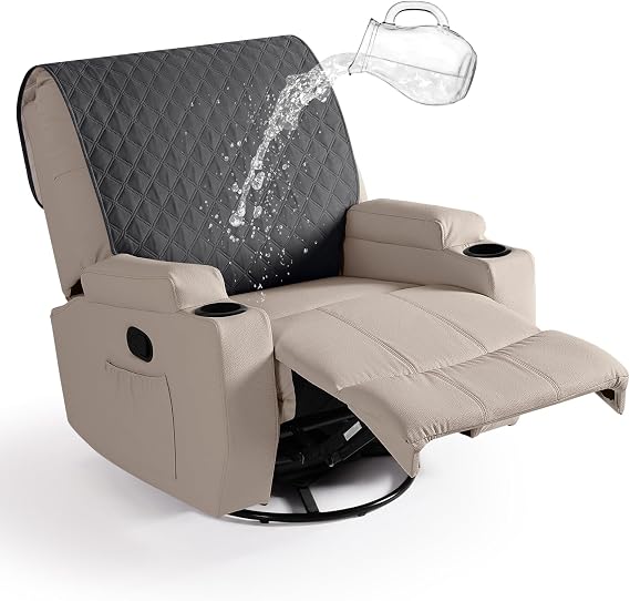 Ruoazz Waterproof Recliner Back Cover, Non-Slip Chair Covers, Charcoal Grey