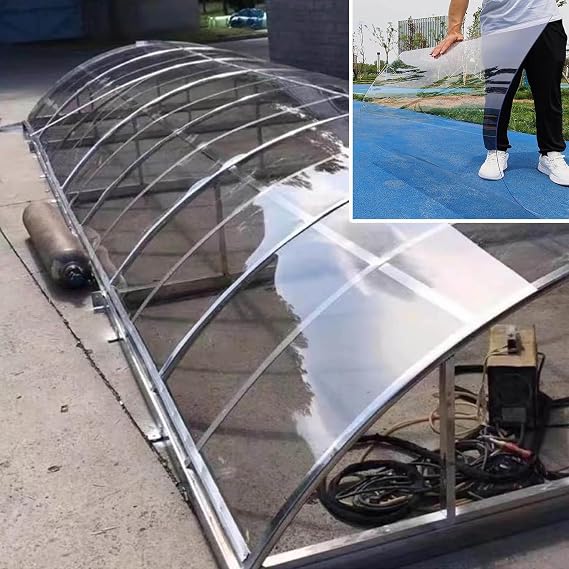 Transparent Polycarbonate Roofing Sheets,Roof Panels for Garden Greenhouse Pergola Carport Canopy,1mm Replacement Plastic Panels,Rain and Uv Protection Covering Sheet,WL-0.55m(1.6*16.4ft)