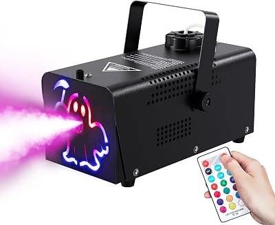 IMONE Fog Machine 500W 2000CFM 2 Spooky Themed Light Covers Smoke Machine with 72-LEDs with 12 Light Colors, Wireless Remote Controls, for Halloween, Wedding, Parties, DJ Stage, Indoor & Outdoor Use