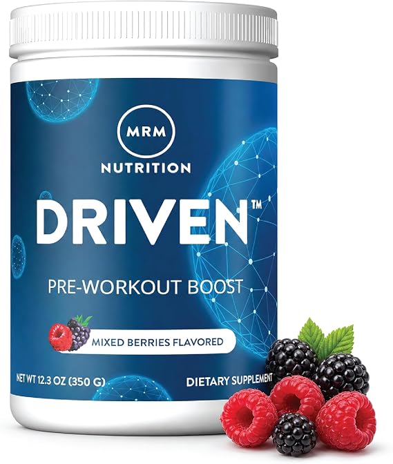 MRM Nutrition Driven Pre Workout Powder - Mixed Berry Flavor - 29 Servings