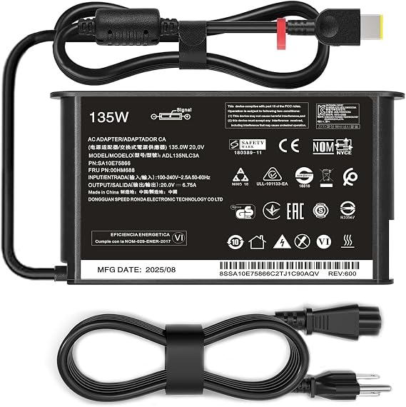 135W Slim Tip Charger fit for Lenovo ThinkPad X1 Extreme T15p T440P T470P