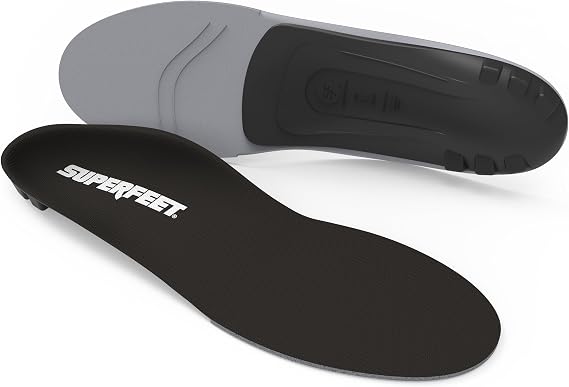 Superfeet All-Purpose Support Low Arch Insoles (Black) - Trim-to-Fit Orthotic Shoe Inserts for Thin, Tight Shoes - Professional Grade - 11.5-13 Men / 12.5-14 Women