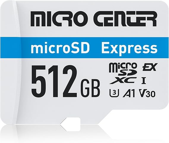 Micro Center 512GB UHS-I U3 V30 A1 MicroSD Express Memory microSDXC Card | up to 890MB/s Read & up to 800MB/s Write