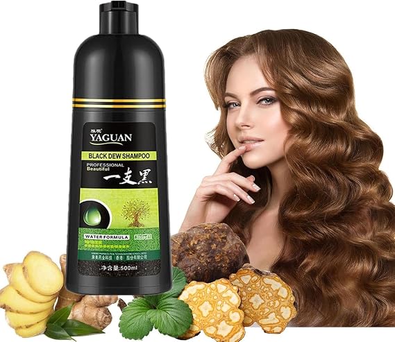 Herbal Shampoo, Yaguan Natural Black Hair Shampoo, Yaguan Black Dew Shampoo, Black Hair Dye Shampoo 3 in 1, Herbal Hair Coloring Shampoo, Instant Black Hair Shampoo Color for Gray Hair 1 pcs