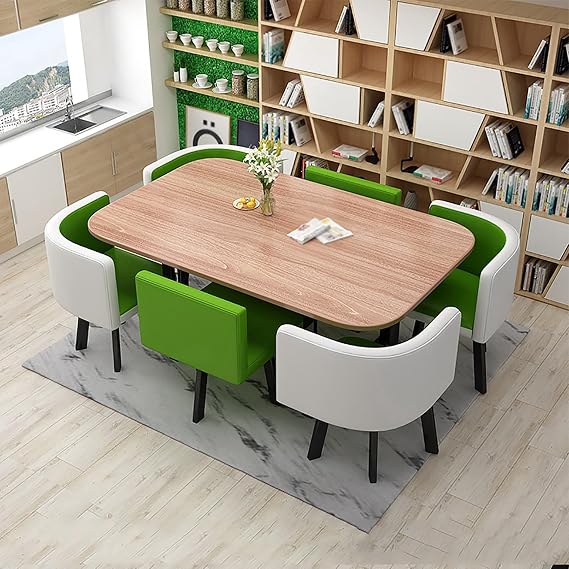 Rectangle Dining Table and 6 Chairs,Large Office Conference Room Table Set,Coffee Table and Chair Set for 6,Kitchen Lounge Living Room Modern Leisure Dining Room Furniture 7-Piece (Color : A2)
