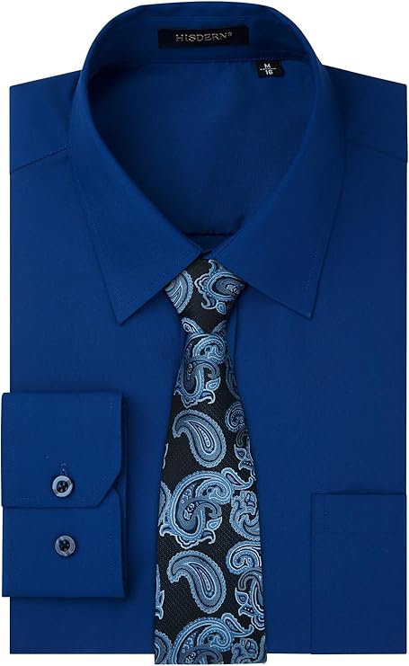 Enlision Mens Dress Shirts Long Sleeve Button Down Shirt for Men Regular Fit Business Casual Shirt and Tie Sets for Wedding