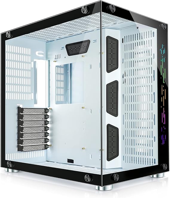 GIM ATX Gaming PC Case, 270 Full View Tempered Glass, 360MM RAD Support, Mid Tower Computer Case with Front Panel RGB Strip, USB 3.0 I/O Port & 2 Magnet Dust Filter, Fans are Not Included (White)