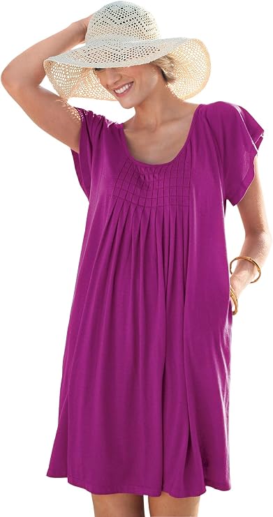 Women's Plus Size Box-Pleat Cover Up