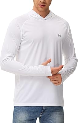isnowood Sun Shirt UPF 50 Mens Fishing Shirt Long Sleeve UV Protection Hoodie Rash Guard for Swimming Running Hiking Light