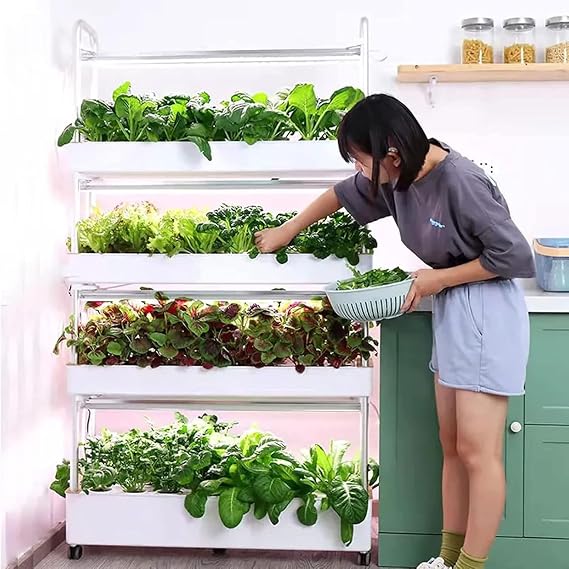 Indoor Garden Hydroponic Cultivation System Kit, 48/64/90/120 Hole Hydroponic Tower Set with LED Grow Light, Hydroponic Vertical Tower Automatic Watering Cultivation System, For Vegetable Planting