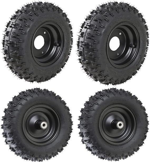 4 Sets of 4.10-6 Front and Rear Tubeless Tires with Rims for Go Kart ATV Scooter Quad Bikes 4 Wheelers