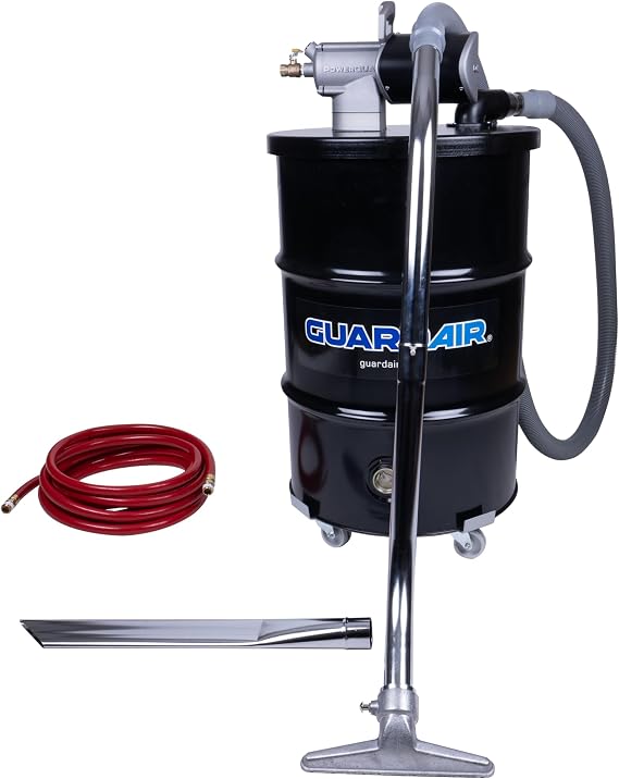 Guardair 55-Gallon Pneumatic Vacuum w/ 2 Inch Inlet, Aluminum Motor, Liquid Shutoff Assembly for Wet and Dry Applications (PQ55C200)