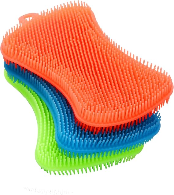 3PCS Silicone Dish Sponges, Multi-Purpose Kitchen Gadget Brush | Silicone Dish Sponges,Multi-Purpose and Efficient Sponge Kitchen Gadgets Sponges,,Especial Delicate Kitchen Sponge Brush