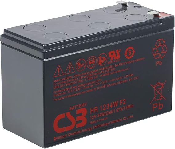 Csb Hr High Rate Agm Battery. Lead Acid 12v 9ah Replacement Battery. Includes F2